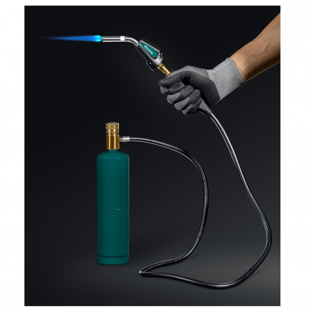KRAFTOOL KS-8000 Газовая горелка Blue Fire со шлангом 1.4 м с пьезоподжигом на баллон турбо нагрев + 30% 2000°C