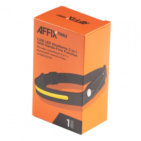 AFFIX Фонарь светодиодный, налобный, 1+1 элемент, 3,7 В