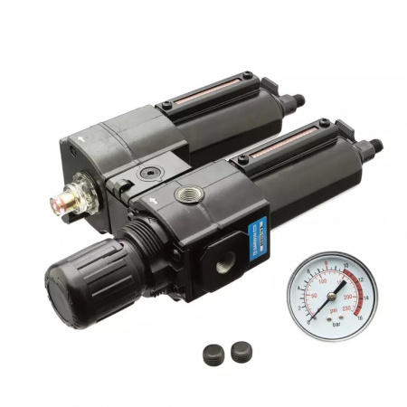 GARWIN INDUSTRIAL Модульная группа для подготовки воздуха с регулятором давления и манометром, 1/4"