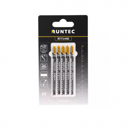 RUNTEC Пилки для лобзика по дереву T 144 D, HCS, 5 шт