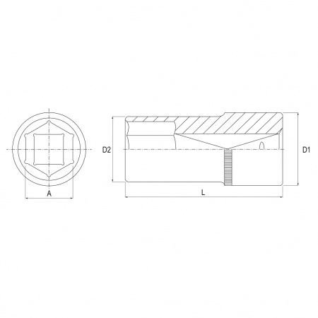 JONNESWAY Головка торцевая глубокая 1/2"DR, 16 мм