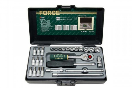 FORCE Набор торцевых головок 1/4"DR 6-гранных, 28 пр.