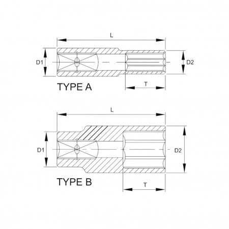 Licota Головка торцевая глубокая, 3/8", 6-гранная, 16 мм