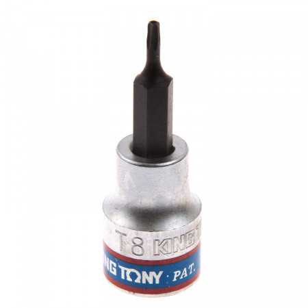 KING TONY Насадка (бита) торцевая 3/8", TORX, T8, L = 50 мм, с отверстием