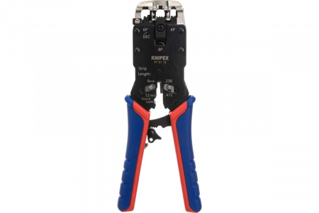 Knipex Пресс-клещи для штекеров RJ, 3 гнезда, RJ 10 (4-pin), RJ 11/12 (6-pin), RJ 45 (8-pin), 200 мм