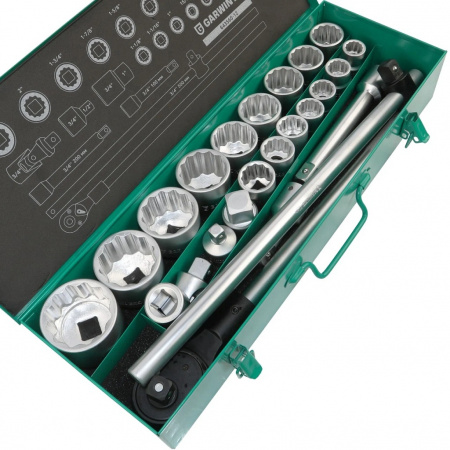 GARWIN PRO Набор торцевых головок дюймовых 3/4" 12 гр., 3/4"- 2", 23 предметов