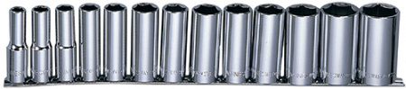 JONNESWAY Набор головок торцевых глубоких MAXI-DRIVE 1/2"DR на держателе, SAE 7/16--1-1/4", 13 пр.