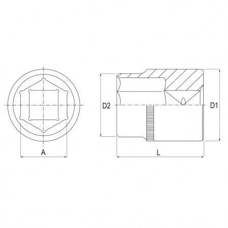 JONNESWAY Головка торцевая 1/2"DR, 16 мм, длина 38 мм