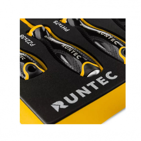 RUNTEC Набор усиленных и стандартных отверток CrV, S2 в ложементе EVA, 8 предметов