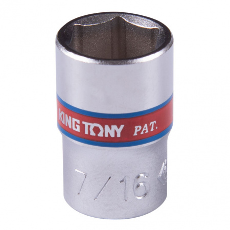 KING TONY Головка торцевая стандартная шестигранная 1/4", 7/16", дюймовая