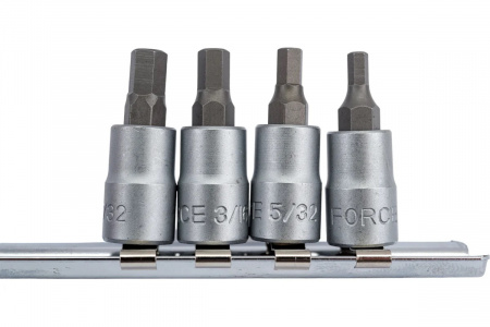 FORCE Набор насадок шестигранных 1/4" (1/8",5/32",3/16",7/32",1/4",5/16",3/8" L32 мм) 7пр, держатель