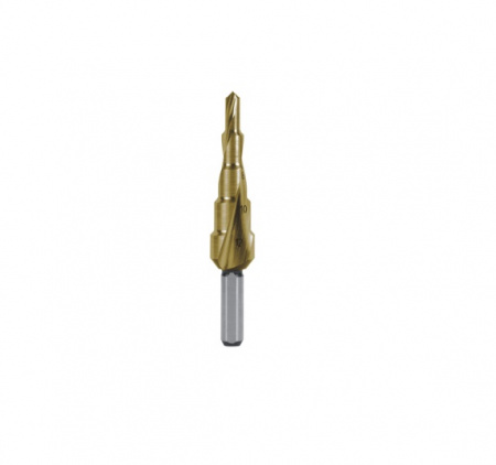 RUKO RK-101050-5T Сверло ступенчатое 4,0-12,0 мм, 5 ступеней, HSS, 118°, HZ, TiN, со спиралевидной к