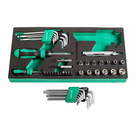 GARWIN PRO Набор отверток, головок 1/4", Г-образных ключей HEX, TORX с отв., 21 пр. в ложементе EVA