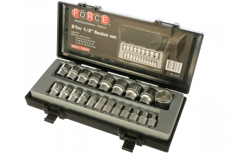 FORCE Набор торцевых головок 1/2"DR 6-гранных, 8-32 мм, 21 пр.