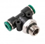 GARWIN Фитинг цанговый Т-тройник М1/4" 6 мм, с уплотнением, пластм. корпус