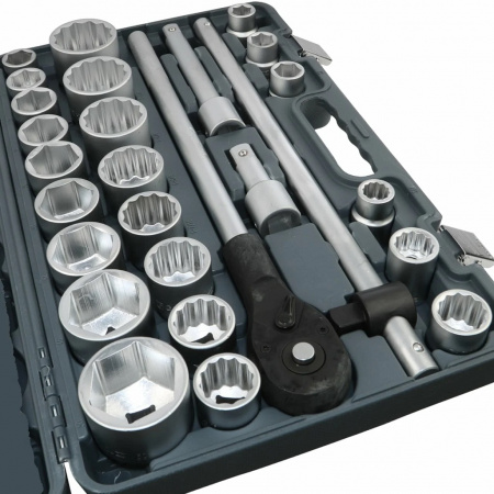 GARWIN PRO Набор торцевых головок 3/4", дюймовые 3/4"-2", метрические 19-50 мм, 27 предметов