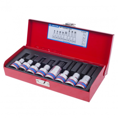 KING TONY Набор торцевых насадок 1/2", SPLINE, M5-M16, L = 80 мм, 8 предметов