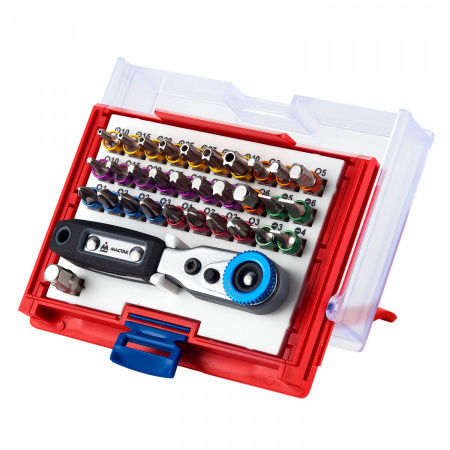 МАСТАК Набор вставок (бит) 1/4", TORX, HEX, PZ, PH, SLOT, 33 предмета