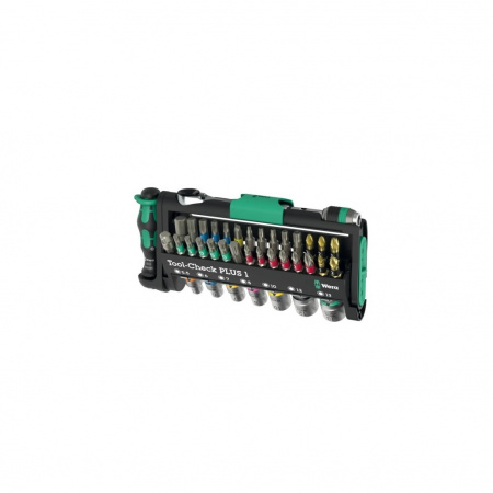 WERA Tool-Check PLUS 1, Набор бит и головок с трещоткой и отверткой-битодержателем, 1/4", 39 предмет