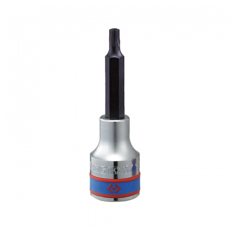 KING TONY Насадка (бита) торцевая 1/2", TORX, T40, L = 80 мм, с отверстием
