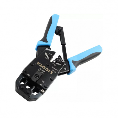 Licota Инструмент для обжима коннекторов RJ-45, RJ-11/12 и зачистки витой пары с трещеткой