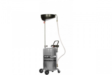 KraftWell Установка для слива масла/антифриза с круглой подъемной ванной, мобильная, 70л