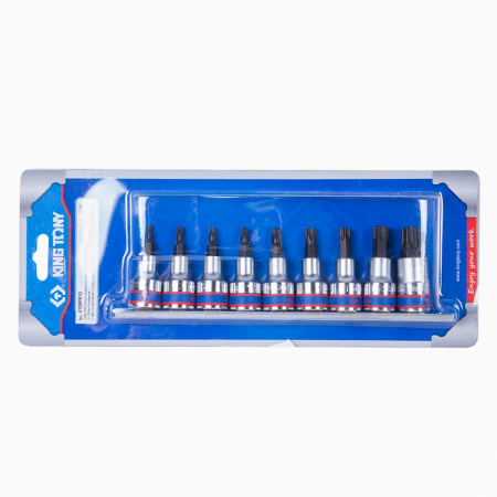 KING TONY Набор торцевых насадок 1/2", TORX, Т20-Т60 мм, L = 60 мм, 9 предметов 4109PR10