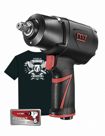 MIGHTY SEVEN Гайковерт пневматический ударный 1/2", 1627 Нм, «EZ Grease», с футболкой