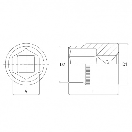 JONNESWAY Головка торцевая 1/2"DR, 27 мм, длина общая 42 мм